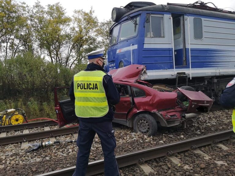 Samochód zderzył się z pociągiem. Dwie osoby zginęły na