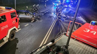 Photo of Czołowe zderzenie i pożar samochodu na DK12