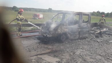 Photo of Na S8 spalił się bus