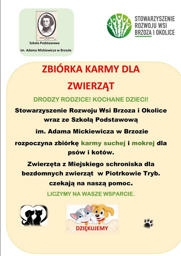Gmina Grabica. Zbiórka karmy dla zwierząt