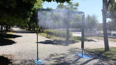 Photo of W centrum Piotrkowa ustawiono kurtyny wodne