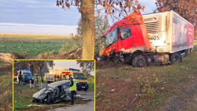 Photo of Zderzenie osobówki z TIRem. Na miejscu lądował śmigłowiec LPR