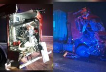 Photo of Na A1 rozpędzona ciężarówka wpadła w wóz strażacki