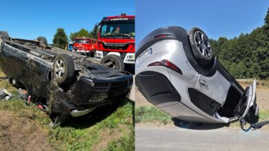 Photo of Dwa groźne dachowania w powiecie – jeden z uczestników miał ponad 3,5 promila!